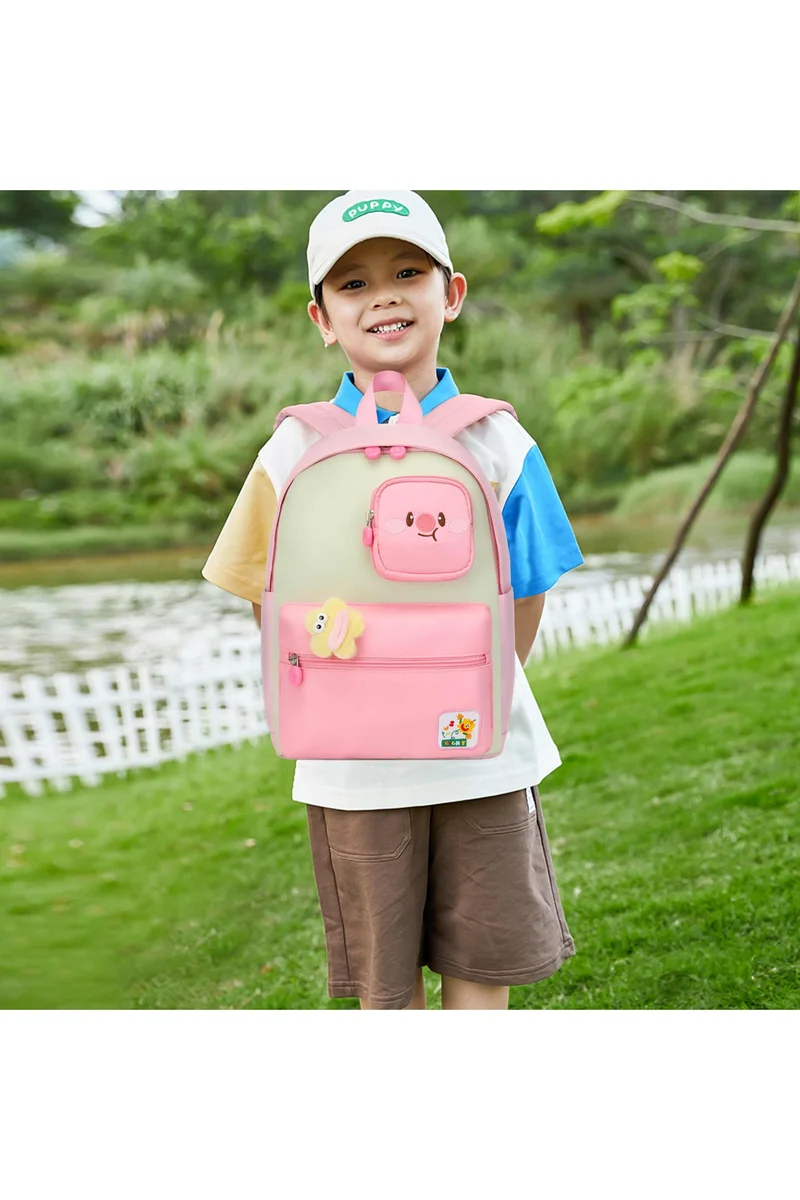 صن إيت Premium 14-inch Light Weight Kids Backpack Water Resistant Multifunctional School Backpack for Girls, SE2212, Pink Green